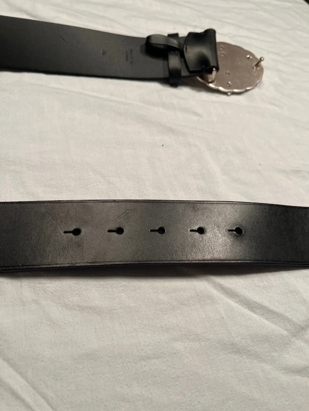 Lauren Ralph Lauren Genuine Leather Black Belt with Silver Buckle XL